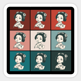 Vintage Japanese Retro Colorful Geisha Pop Art 433 Sticker